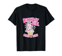 Anniversaire Fille Licorne Cupcake Design Make a Wish T-Shirt