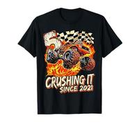 Anniversaire Monster Truck Boy 5 Ans Crushing It Since 2021 T-Shirt