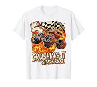 Anniversaire Monster Truck Boy 5 Ans Crushing It Since 2021 T-Shirt
