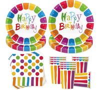 Anniversaire Party Vaisselle,50 Pièces Vaisselle Kit Assiettes Gobelets Serviettes,Ensemble de Fête D'anniversaire,pour Enfants Party Fête Mariages Baby Shower Noël,10 Invités