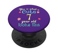 Anniversaire pour Enfants « This is What A Cute 7 Seven Year Old Looks » PopSockets PopGrip Adhésif
