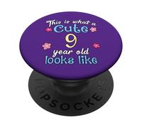 Anniversaire pour Enfants « This is What A Cute 9 Nine Year Old Looks Like » PopSockets PopGrip Adhésif