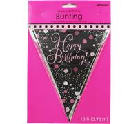 Anniversaire rose scintillant Guirlande de fanions