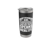 Anniversaire September Girl Knows More Fun Girls Birthday Gobelet isotherme en acier inoxydable double paroi