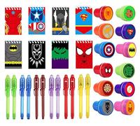 anniversaire super heros,cadeaux d'anniversaire pour garçons et filles,12 stylo invisible 12 blocs-notes 12 tampon,cadeaux d'anniversaire pour enfants, jouets en coton et pinata, prix scolaires