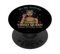 Anniversaire Vierge Reine Camo Femme Noir Zodiaque Africain PopSockets PopGrip Adhésif