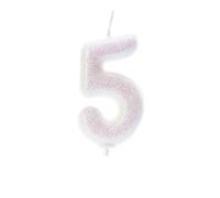 Anniversary House AHC01/5 Bougie colorée irisée à paillettes en forme de chiffre 5 pour gâteau d'anniversaire 5 ans 7 cm