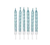 Anniversary House-AHC182 Lot de 12 Bougies d'anniversaire en Spirale Bleu Clair nacré avec Supports 7,5 cm pour décoration de gâteau de célébration AHC182, 7.5 Centimeters