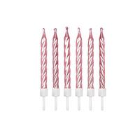 Anniversary House-AHC183 Lot de 12 Bougies d'anniversaire en Spirale Rose Clair nacré avec Supports-7,5 cm-AHC183, AHC183, 7.5 Centimeters