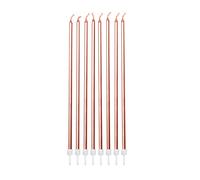 Anniversary House AHC211 Lot de 16 bougies d'anniversaire extra hautes fines avec support, or rose métallisé, 18 cm, solides et robustes, lot de 16