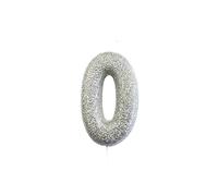 bougie argent pailletté chiffre 0 - creative party ahc40/0 Gris