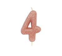 bougie or rose pailletté chiffre 4 - creative party ahc50/4 Rose