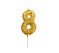 bougie or pailletté chiffre 8 - creative party ahc90/8 Jaune