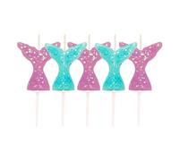 Anniversary House Bougies à paillettes en forme de queue de sirène, violet et turquoise, 7 cm