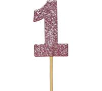 Anniversary House - Décoration de gâteau, paillettes, 1er anniversaire pack de 12 SG27018 (taille unique) (Rose)