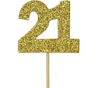 Anniversary House - Décoration de gâteau, paillettes, 21e anniversaire pack de 12 SG35353 (taille unique) (Or)