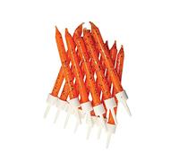 Anniversary House Lot de 12 bougies d'anniversaire à paillettes orange avec supports - 7,5 cm - Décoration de gâteau - Bougies d'anniversaire pour gâteaux - AHC158