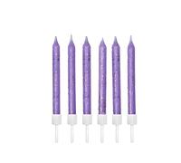 Anniversary House Lot de 12 bougies d'anniversaire à paillettes violet clair avec support, 7,5 cm, décoration de gâteau de célébration, AHC131, lilas