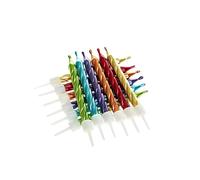 Anniversary House Lot de 12 bougies d'anniversaire en spirale multicolores métallisées avec supports 7,5 cm, décoration de gâteau de célébration, AHC234