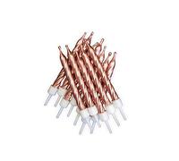 Anniversary House Lot de 12 bougies d'anniversaire en spirale or rose métallisé avec supports 7,5 cm pour décoration de gâteau de célébration AHC133