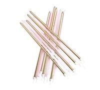 Anniversary House Lot de 16 Bougies d'anniversaire Extra Hautes et Fines avec Supports, mélange Rose Pastel et Or métallique, 18 cm, Solides et Robustes, AHC214
