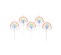 Anniversary House Lot de 5 bougies d'anniversaire arc-en-ciel pastel pour gâteaux, multicolores et finition pailletée, décorations de cupcakes de célébration, 6 cm, AHC242