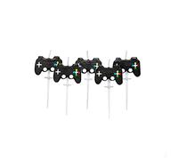Anniversary House Lot de 5 bougies d'anniversaire pour gâteaux - Motif manette de jeu - Noir - 5,5 cm - AHC243