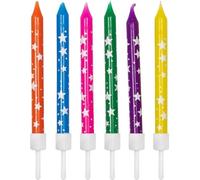 Anniversary House - Motif étoilé - Bougie et support, Anniversaire Pack de 12 - Cire, plastique SG38204 (Taille unique) (Coloré)