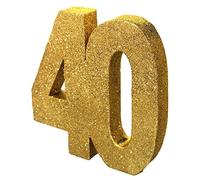 Anniversary House- Number 40 Paillettes | Centre de Table | Décoration d'anniversaire | Souvenir de fête, H103, doré, 20 cm