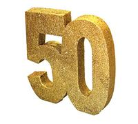 Anniversary House- Number 50 Paillettes | Centre de Table | Décoration d'anniversaire | Souvenir de fête, H104, doré, 20 cm