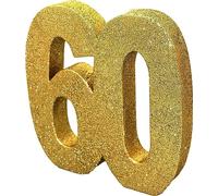 Anniversary House- Number 60 Paillettes | Centre de Table | Décoration d'anniversaire | Souvenir de fête, H105, doré, 20 cm