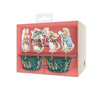 Anniversary House Peter Rabbit™ Kit de pâtisserie officiel de 36 pièces pour cupcakes de Noël, 12 décorations de gâteaux et 16 caissettes à cupcakes, ensemble de décoration de gâteaux, cadeau Beatrix