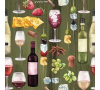 Anniversary House Tiflair Lot de 20 serviettes de table 3 plis Fromage et vin 3 plis Fromage, Vino, Wine Night à découper 33 x 33 cm
