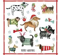 Anniversary House Tiflair Lot de 20 serviettes de table de Noël en papier 3 plis avec motif chiens de Noël - Épaises, résistantes, jetables pour décoration de table festive