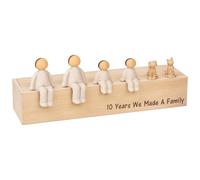 Anniversary Idea 10th Ensemble de décorations en résine personnalisables pour la famille, 1 chat et 1 chien inclus, 2 adultes, 2 petits, pour anniversaires de mariage et Noël