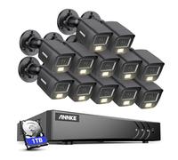 ANNKE 3K 16 canaux DVR Kit caméras vidéo surveillance avec audio/microphone, 12 caméras avec double lumière, AI détection personnes/véhicules, vision nocturne infrarouge/couleur, 1 To HDD