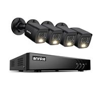 ANNKE 3K Lite 8CH DVR avec détection de personne et de véhicule, 4 caméras de surveillance 1080p avec vision nocturne en couleur, IP67 résistant aux intempéries, kit extérieur, alarme e-mail avec