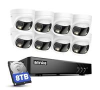 ANNKE 3K Lite H.265+ 8 canaux DVR Recorder Caméra de surveillance extérieure, 8 caméras de sécurité analogiques filaires 3K Dual Lens avec détection humaine/véhicule, vision nocturne couleur, IP67