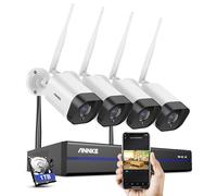 ANNKE 3MP Kit Caméra de Surveillance WiFi Extérieure, 10CH 5MP 1To NVR et 4X 3MP IP Caméra, Audio Bidirectionnel, Détection de Mouvement, 30m IR Vision Nocturne, Enregistrement 24/7, APP/PC à Distance
