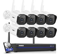 ANNKE 3MP Kit de Surveillance sans Fil WiFi 8CH 5MP NVR avec 1 to Disque Dur, 8 Caméras de Surveillance IP, 30 m IR Vision Nocturne, Enregistrement Audio pour l'Extérieur