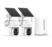 ANNKE 4MP Camera Surveillance WiFi Exterieure sans Fil Solaire, 2 Kit Caméra avec HomeBase, 64 GB Stockage Local, Vision Nocturne Couleur, 360° Panoramique, Détection Mouvement, Alarme, 2.4/5Ghz WiFi