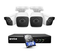 ANNKE 5MP Bewakingscameraset Voor Buiten, met Personen- en Voertuigdetectie, DVR 3K Lite 8CH met 2 TB Harde Schijf, 4X 5MP Analoge Binnenbewakingscamera's, Étanche IP67, Enregistrement 24h/24