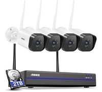 ANNKE 5MP Kit de Surveillance sans Fil, 16CH 4K NVR avec 4 Caméras de Surveillance WiFi, Détection Humaine Intelligente, Audio Bidirectionnel, Vision Nocturne, Étanche IP67, Disque Dur 2To