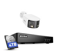 ANNKE Caméra de surveillance extérieure filaire 3K avec audio, 8 canaux 3K Lite DVR avec 1 caméra de sécurité analogique double objectif, vision nocturne couleur, reconnaissance humain/véhicule, IP67