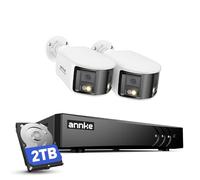 ANNKE Caméra de surveillance extérieure filaire 3K avec audio, 8 canaux 3K Lite DVR avec 2 caméras de sécurité analogiques à double objectif, vision nocturne couleur, reconnaissance humain/véhicule