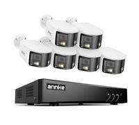 ANNKE Caméra de surveillance extérieure filaire 3K avec audio, 8 canaux 3K Lite DVR avec 6 caméras de sécurité analogiques à double objectif, vision nocturne couleur, reconnaissance humaine/véhicule