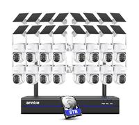 ANNKE Kit caméra de surveillance 4 MP - Batterie extérieure avec panneau solaire - NVR 16 CH 4K/8 MP et disque dur 8 To - Caméra dôme panoramique 16X - Vision nocturne - Audio bidirectionnel