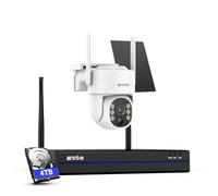 ANNKE Kit caméra de surveillance 4 MP - Batterie extérieure avec panneau solaire - NVR 16CH 4K/8MP et disque dur 4 To - 1 caméra Pan Tilt Dome - Vision nocturne - Audio bidirectionnel - Détection de