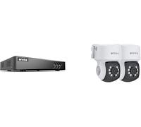 ANNKE Kit caméra de surveillance analogique d'extérieur 2 MP avec reconnaissance humaine/véhicule, DVR 3K Lite 4 canaux pour système de caméra, 2 câbles 1080P PT avec rotation à 350° et fonction
