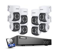 ANNKE Kit caméra de surveillance extérieure filaire PT 1080P 3K Lite 8 canaux DVR avec reconnaissance humaine/véhicule IA 4 caméras AHD 2 MP avec rotation à 350° et fonction d'inclinaison à 90°